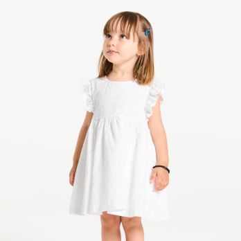 Baby girl's elegant white embroidered dress