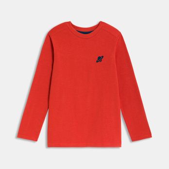 Boy's red T-shirt with motif front and back