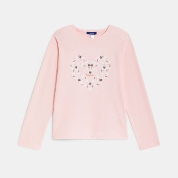 Girl's pastel pink heart motif T-shirt
