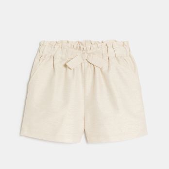Girl's glittery beige high-rise shorts