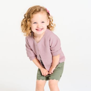 Baby girl's mauve knitted cardigan