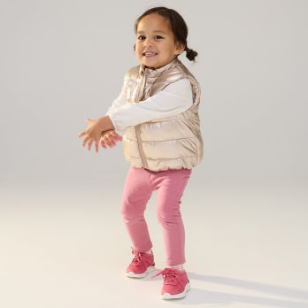 Baby girl's pink fleece leggings with ruffles