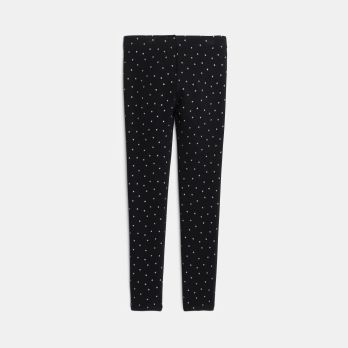 Girl's black printed warm leggings