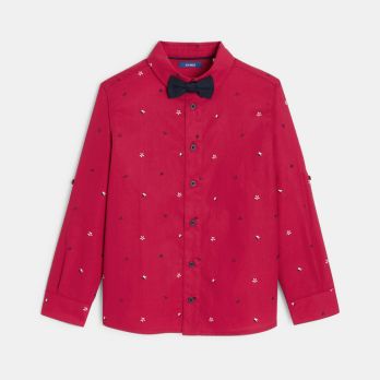 Boy's red motif shirt + bow tie