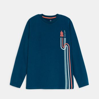 Boy's navy blue rocket T-shirt