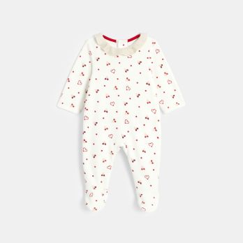 Baby girl's velvet holly sleepsuit and cardigan