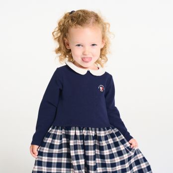 Baby girl 2-in-1 blue fleece dress