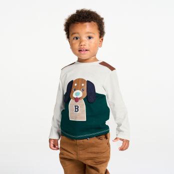 Baby boy's green animal colourblock T-shirt