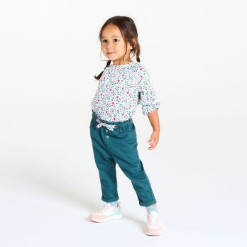 Baby girl's blue cotton twill trousers
