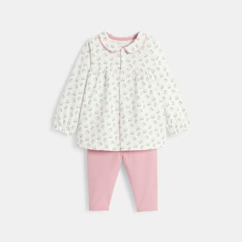 Baby girl's pink floral leggings and top