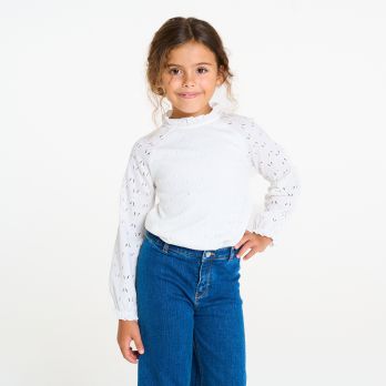 Girl's white lace effect blouse