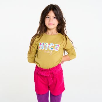 Girl's curry yellow slogan T-shirt