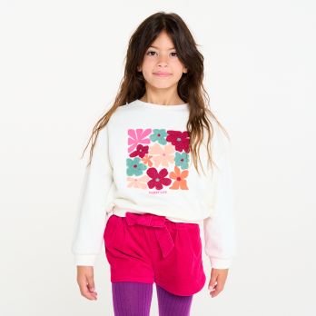Girl's white floral sweatshirt