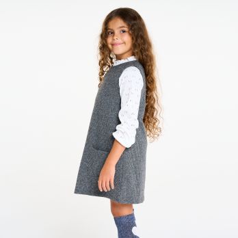 Girl's small check pinafore dress