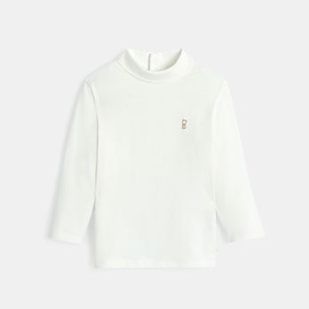 Baby boy's navy and white long-sleeve T-shirt with stand-up collar