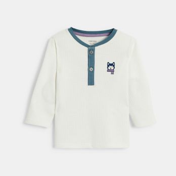 Baby boy's white Henley-neck T-shirt