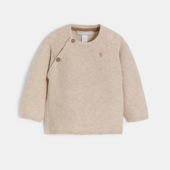 Baby boy's wrap-around beige knitted jumper