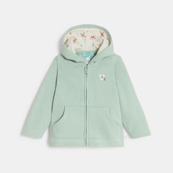 Baby girl's green fleece hoodie