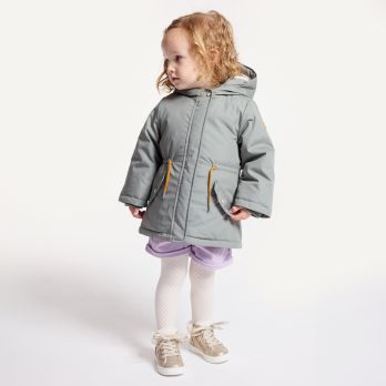Baby girl's khaki 2-in-1 water-repellent lined parka