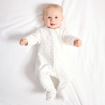 Unisex baby white hedgehog fleece onesie