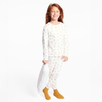 Girl's 2-piece white sparkly heart motif pyjamas