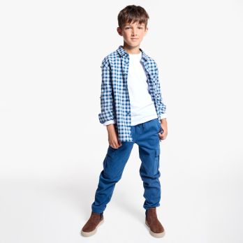 Boy's green checked shirt