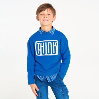 Boy's blue slogan sweatshirt