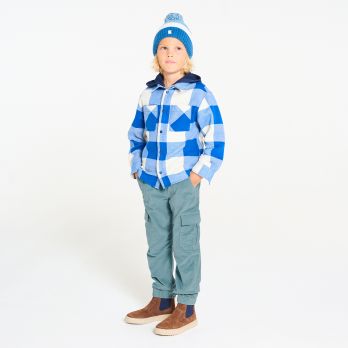 Boy's blue corduroy cargo trousers