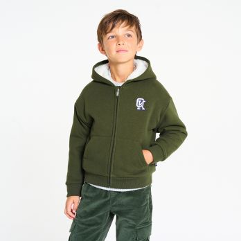 Boy's khaki furry hoodie