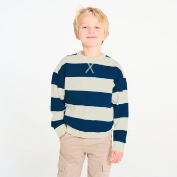Boy's blue striped sweatshirt