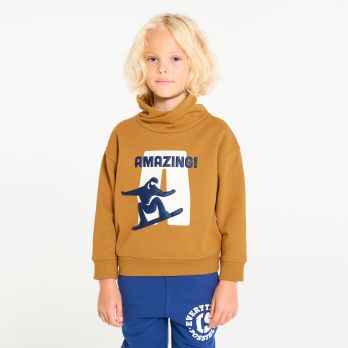 Boy's light brown slogan sweatshirt