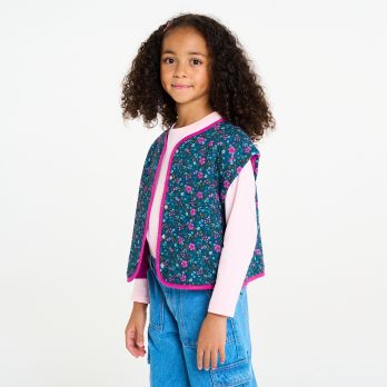 Girl's reversible pink sleeveless jacket