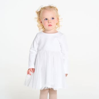 Baby girl's white 2-in-1 formal dress