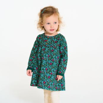 Baby girl's floral quilted dress and green leggings