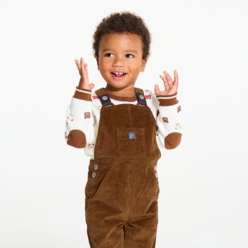 Baby boy's brown corduroy dungarees
