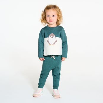 Baby girl's blue knitted leggings