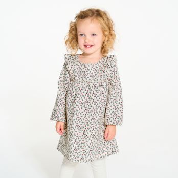 Baby girl's sparkly floral dress and white leggings