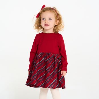 Baby girl's red checked party dress