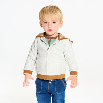 Baby boy's grey fleece zip-up hoodie