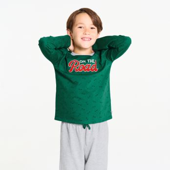 Boy's green 2-piece jersey pyjamas