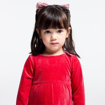 Baby girl's red velvet party dress