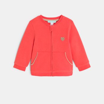Baby girl's orange fleece zip-up sweatshirt