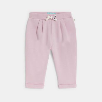 Baby girl's mauve floral fleece trousers