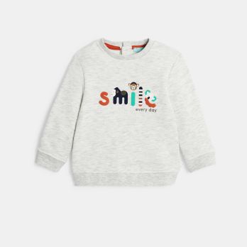 Baby boy's grey fleece animal sweatshirt