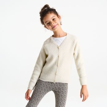 Girl's ecru sequin cardigan