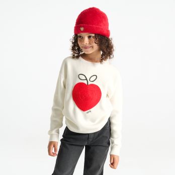 Girl's ecru knitted jumper