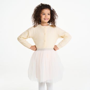 Girl's ecru openwork cardigan