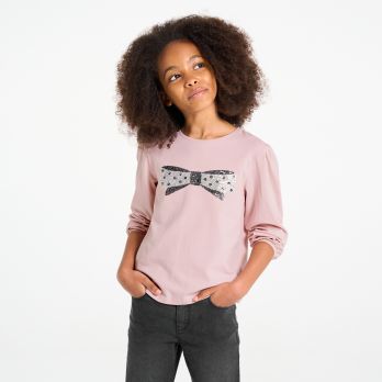 Girl's pink sequin T-shirt
