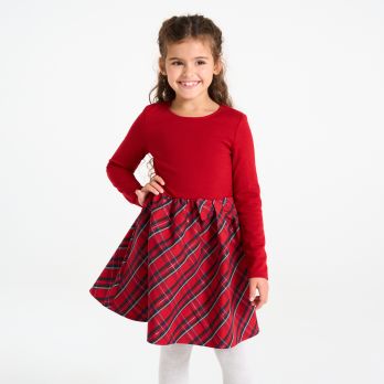 Girl's red tartan dress