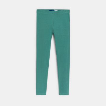 Girl's long green jersey leggings